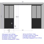 Double porte coulissante H 2088 x L 867 mm - 2 sections verticales + soubassement bois