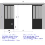Double porte coulissante H 2088 x L 867 mm - 3 sections verticales + soubassement tôle