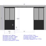 Double porte coulissante H 2088 x L 967 mm - 2 sections verticales + soubassement bois