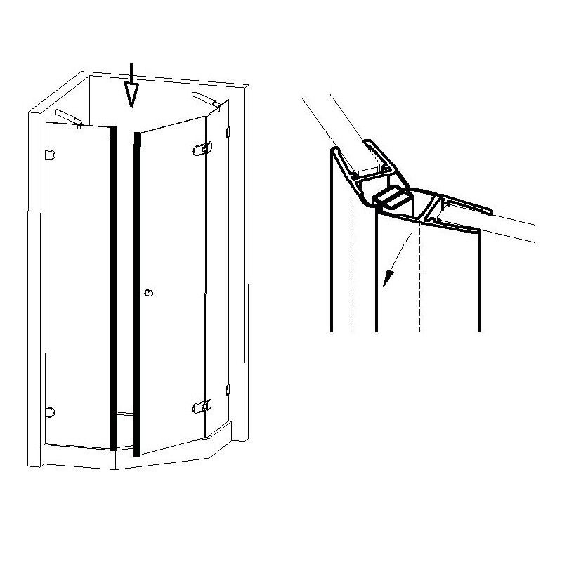 Häfele Joint de porte en verre Magnétique Douche 135° Joint Aimant 8-10 MM