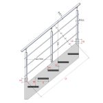 KIT RENOVATION 3 POTEAUX - Main courante inox Ø42,4 mm - 3 barres Ø12 mm