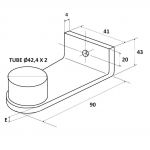 Poignée bâton maréchal à pattes simple face - INOX 316 brossé