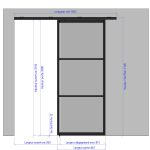 Porte coulissante H 2088 x L 867 mm - 3 verres horizontaux