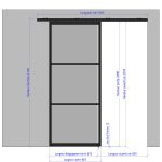 Porte coulissante H 2088 x L 867 mm - 3 verres horizontaux