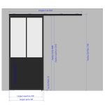 Porte coulissante H 2088 x L 967 mm - 2 verres verticaux + soubassement bois