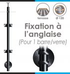 POTEAU PREMONTE - Ø42,4 x 2 mm - POUR 1 TIGE Ø12 mm + VERRE - FIXATION à L\'ANGLAISE - NOIR ANTHRACITE